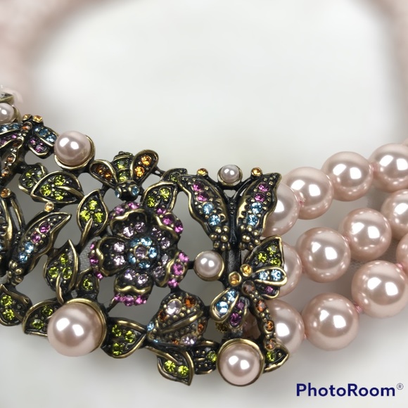 SOLD. Heidi Daus RARE Secret Garden Swarovski Crystals Simulated Pearls Necklace - Picture 5 of 12